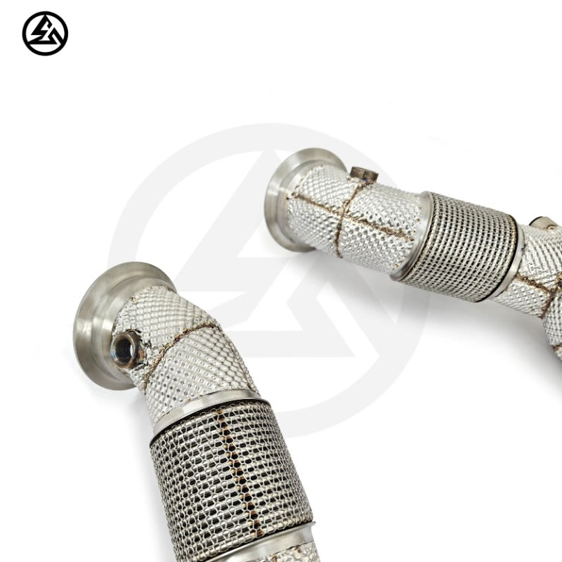 GF High Quality High Flow Sport Cat Downpipe for Ferrari F8 Spider/Tributo 3.9T V8 Catted Downpipe With Heat Shield