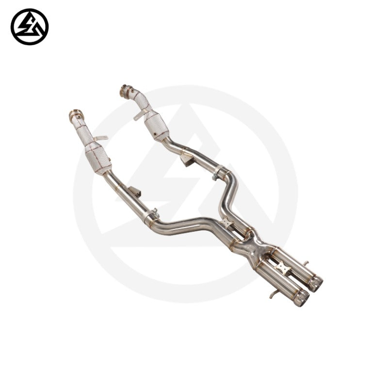 GF Stainless Steel Catted Downpipe for Mercedes-Benz W221 S500 S600 5.5TT 2015-2020 High Flow Downpipe Exhaust Heat Shield
