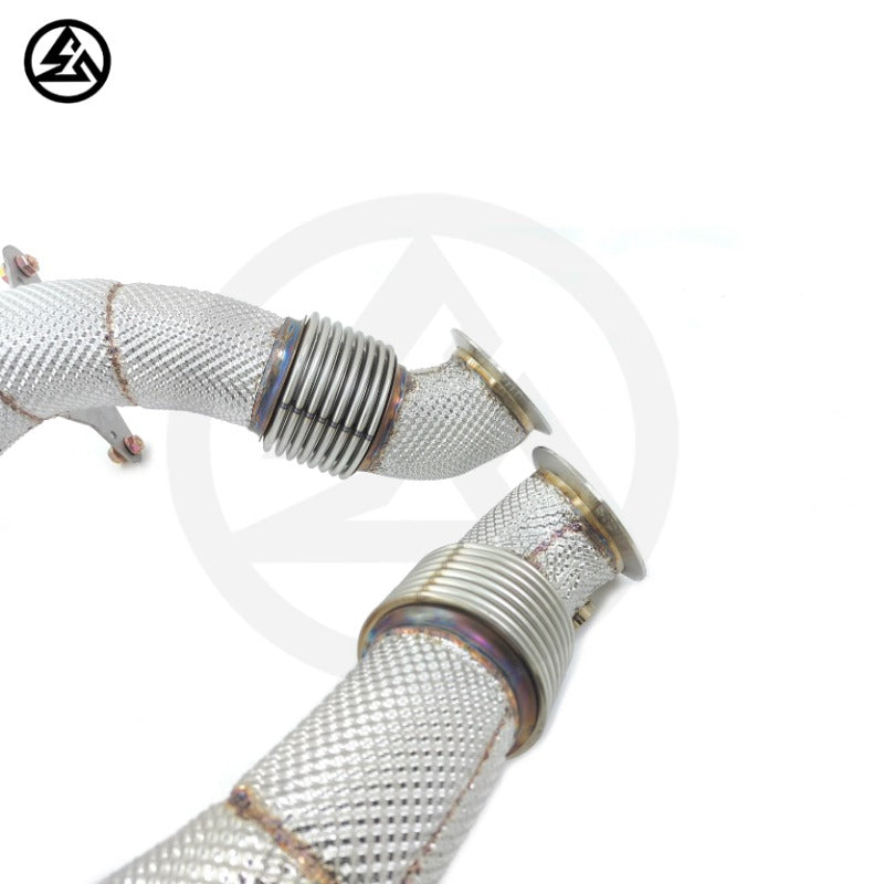 GF High Quality Free Flow Downpipe for Ferrari 488 Spider GBT Pista 3.9T Straight Downpipe With Heat Shield