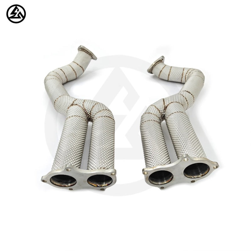 GF High Quality Straight Pipe Downpipe for Porsche 718 Cayman GT4/Spyder/GTS 4.0L 2020- Over Axle Link Pipes Header