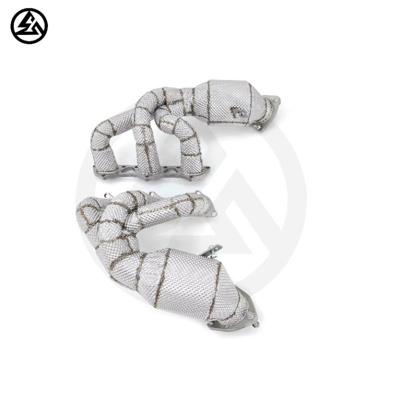 GF High Flow Sport Cat Header Manifold for Porsche 718 Cayman GT4 RS 4.0L 200 Cells Catted Header With Heat Shield