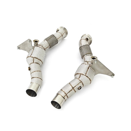 GF High Quality High Flow Sport Cat Downpipe for Ferrari F8 Spider/Tributo 3.9T V8 Catted Downpipe With Heat Shield