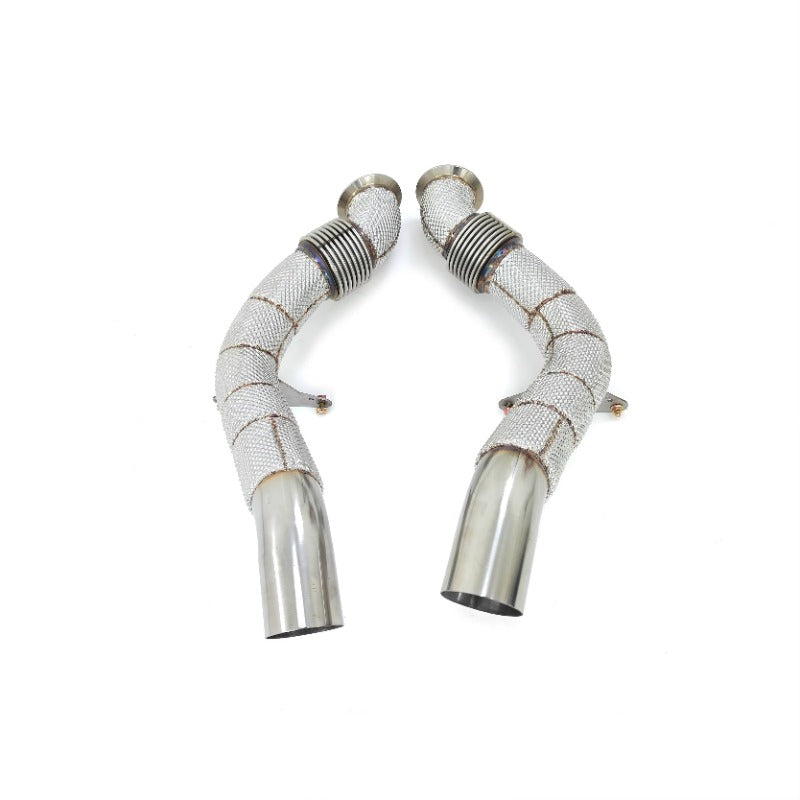 GF High Quality Free Flow Downpipe for Ferrari 488 Spider GBT Pista 3.9T Straight Downpipe With Heat Shield