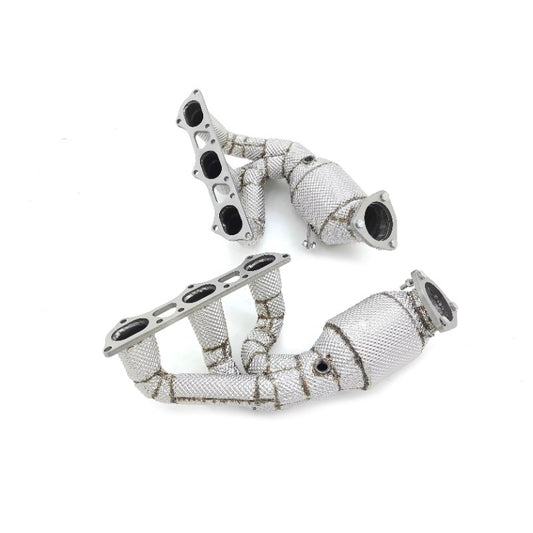 GF High Flow Sport Cat Header Manifold for Porsche 718 Cayman GT4 RS 4.0L 200 Cells Catted Header With Heat Shield