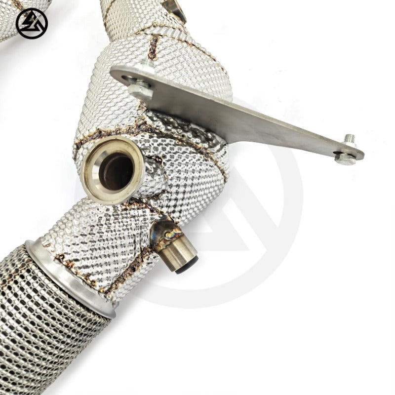 GF High Quality High Flow Sport Cat Downpipe for Ferrari F8 Spider/Tributo 3.9T V8 Catted Downpipe With Heat Shield