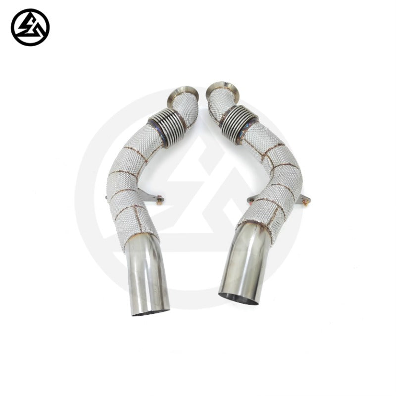 GF High Quality Free Flow Downpipe for Ferrari 488 Spider GBT Pista 3.9T Straight Downpipe With Heat Shield