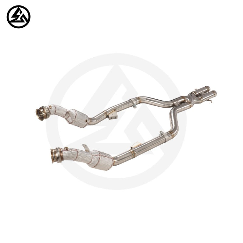 GF Stainless Steel Catted Downpipe for Mercedes-Benz W221 S500 S600 5.5TT 2015-2020 High Flow Downpipe Exhaust Heat Shield