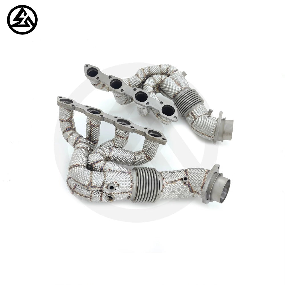 GF High Quality Free Flow Stainless Steel Manifold Header for Ferrari F430 4.3L V8 Straight Pipe Headers With Heat Shield
