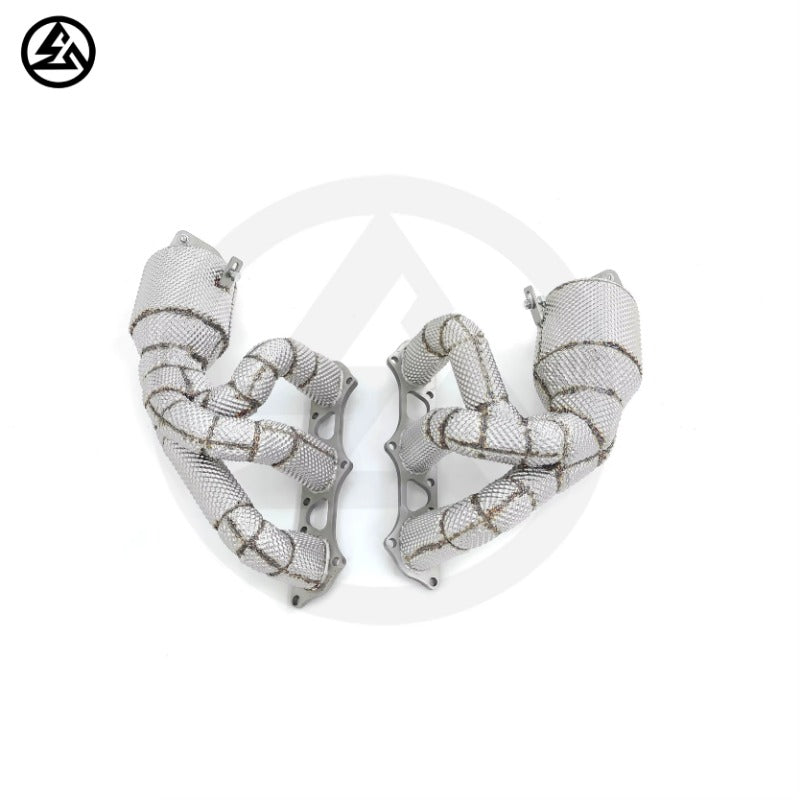 GF High Flow Sport Cat Header Manifold for Porsche 718 Cayman GT4 RS 4.0L 200 Cells Catted Header With Heat Shield