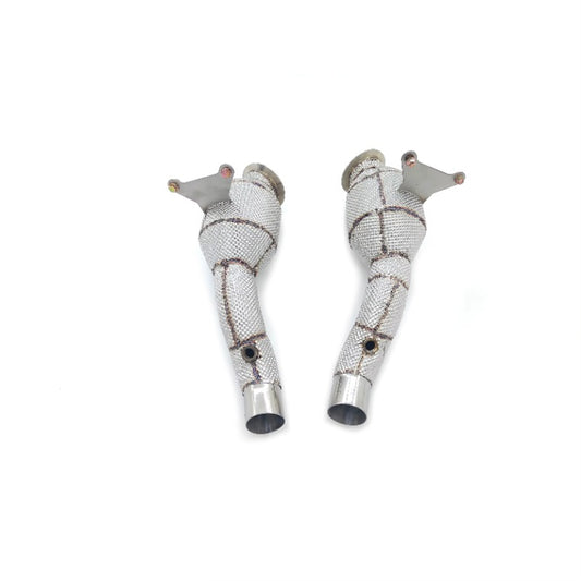 GF High Quality High Flow Sport Cat Downpipe for Ferrari 458 Italia Speciale Spider 4.5L Catted Downpipe With Heat Shield