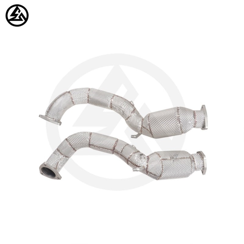 GF High Performance Stainless Steel Racing Car Downpipe for Porsche 718 Cayman GT4 RS 4.0L Catted Downpipe With Heat Shield