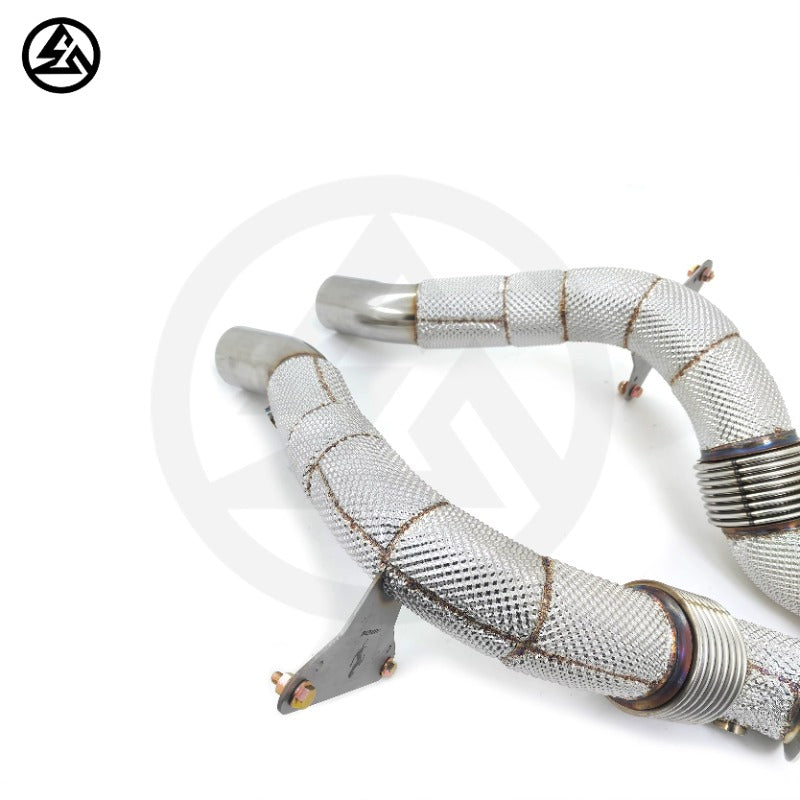 GF High Performance Free Flow Downpipe for Ferrari 488 Spider GBT Pista 3.9T Straight Downpipe With Heat Shield