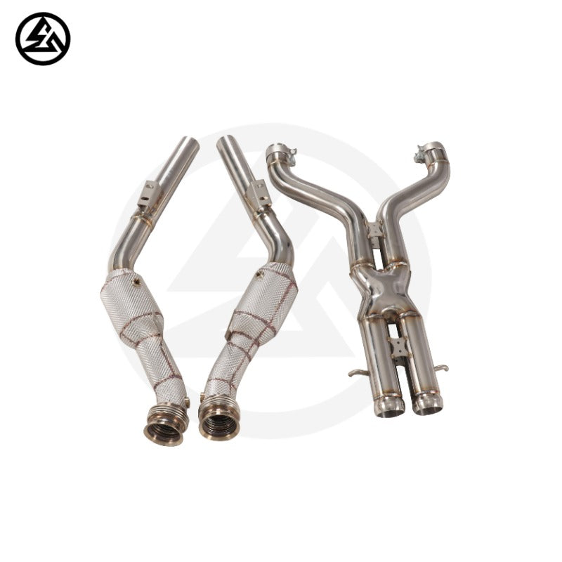 GF Stainless Steel Catted Downpipe for Mercedes-Benz W221 S500 S600 5.5TT 2015-2020 High Flow Downpipe Exhaust Heat Shield