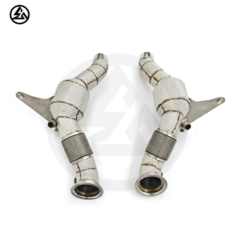 GF High Quality High Flow Sport Cat Downpipe for Ferrari F8 Spider/Tributo 3.9T V8 Catted Downpipe With Heat Shield