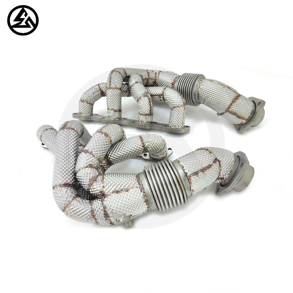 GF High Quality Free Flow Stainless Steel Manifold Header for Ferrari F430 4.3L V8 Straight Pipe Headers With Heat Shield