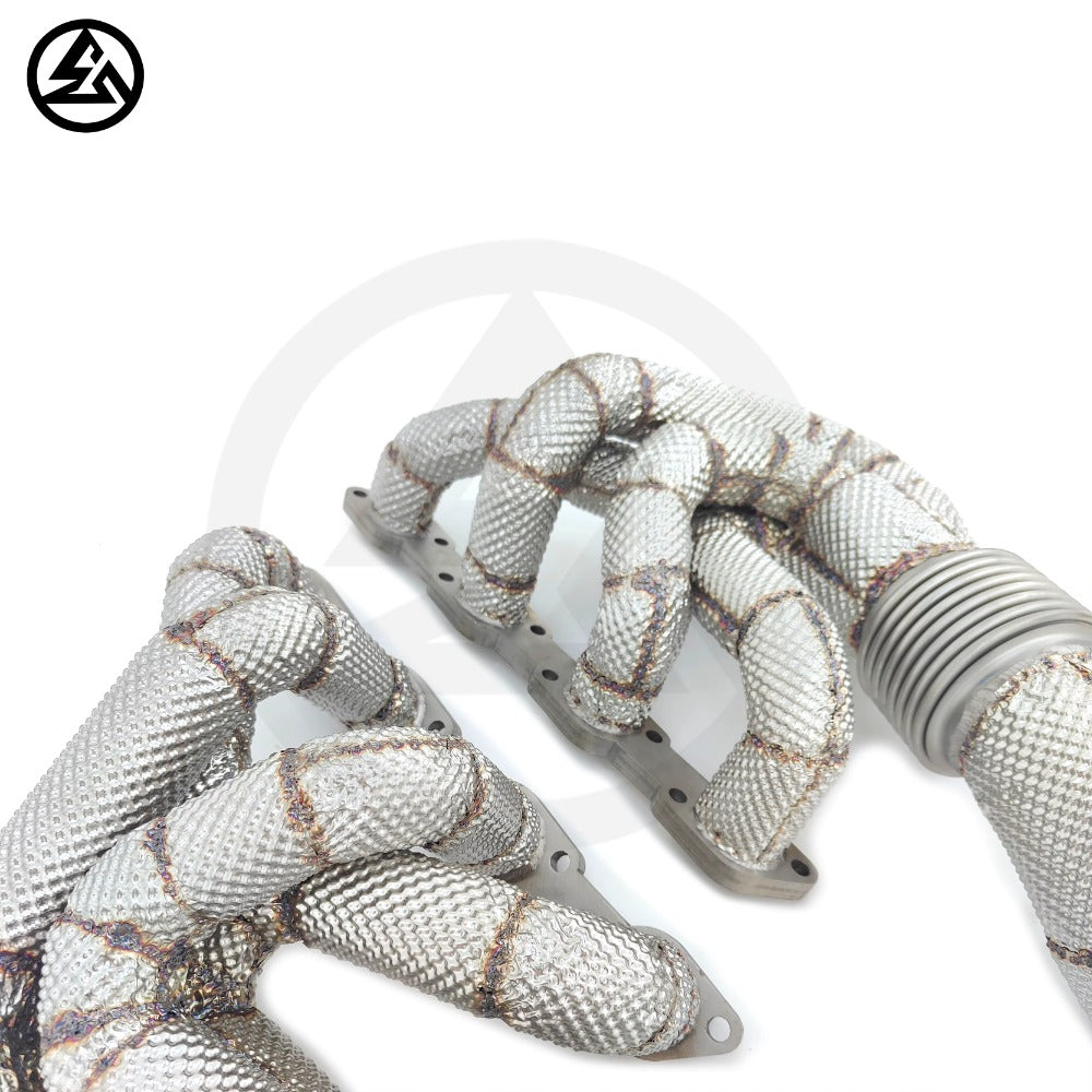 GF High Quality Free Flow Stainless Steel Manifold Header for Ferrari F430 4.3L V8 Straight Pipe Headers With Heat Shield