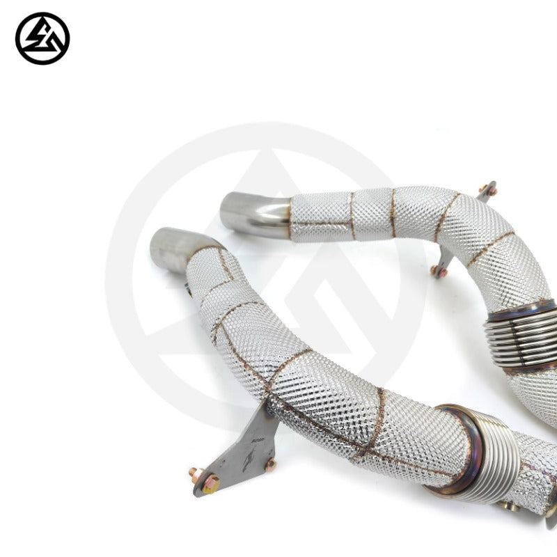 GF High Quality Free Flow Downpipe for Ferrari 488 Spider GBT Pista 3.9T Straight Downpipe With Heat Shield
