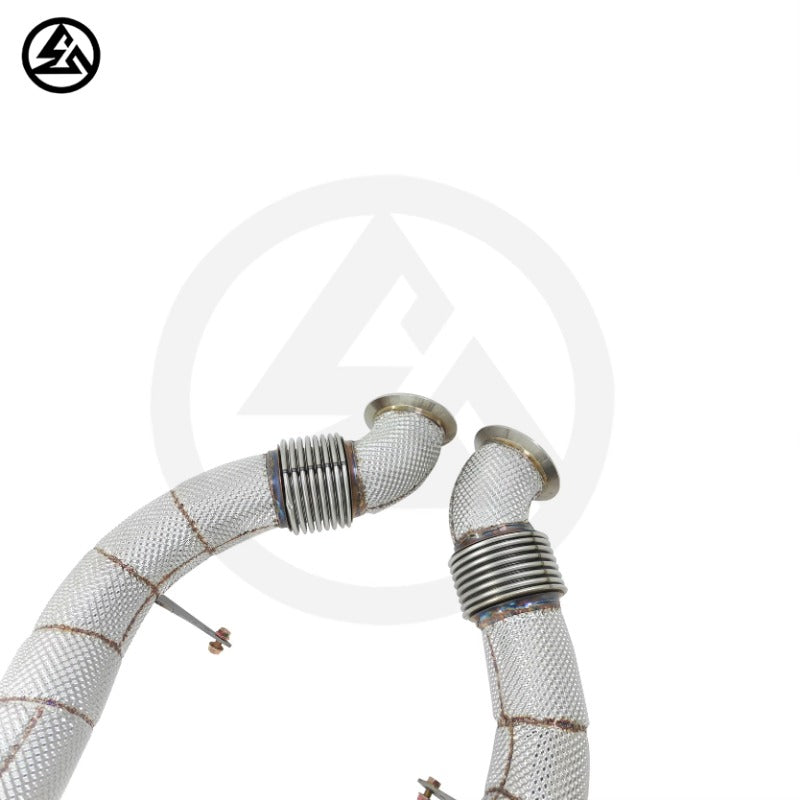 GF High Quality Free Flow Downpipe for Ferrari 488 Spider GBT Pista 3.9T Straight Downpipe With Heat Shield