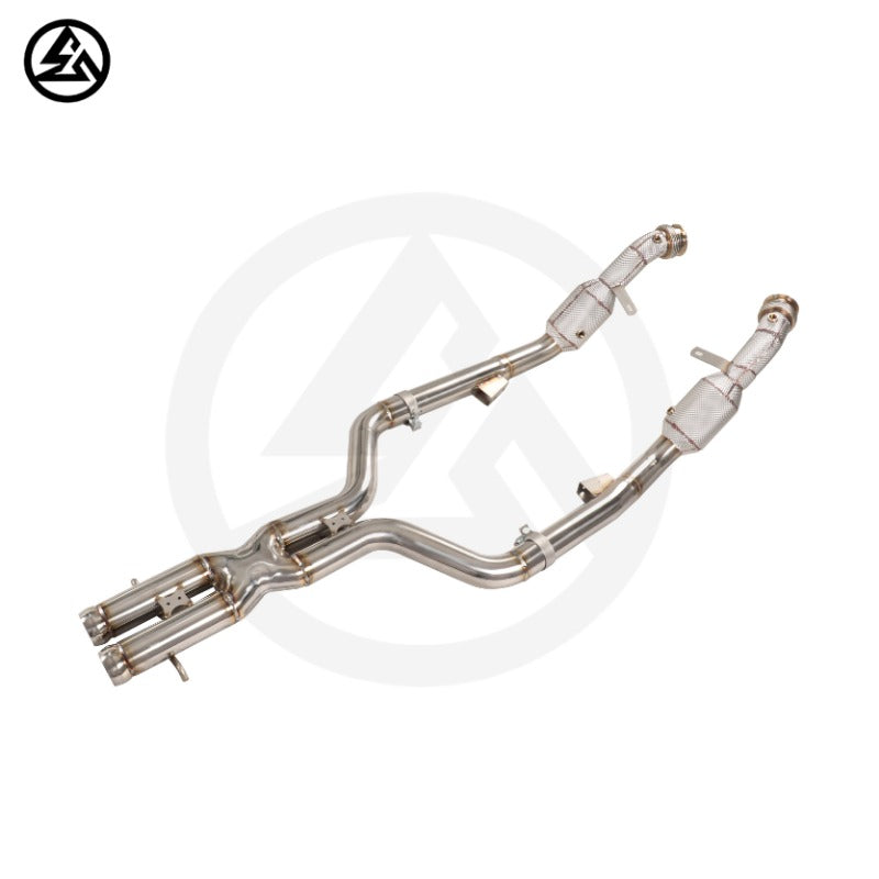 GF Stainless Steel Catted Downpipe for Mercedes-Benz W221 S500 S600 5.5TT 2015-2020 High Flow Downpipe Exhaust Heat Shield