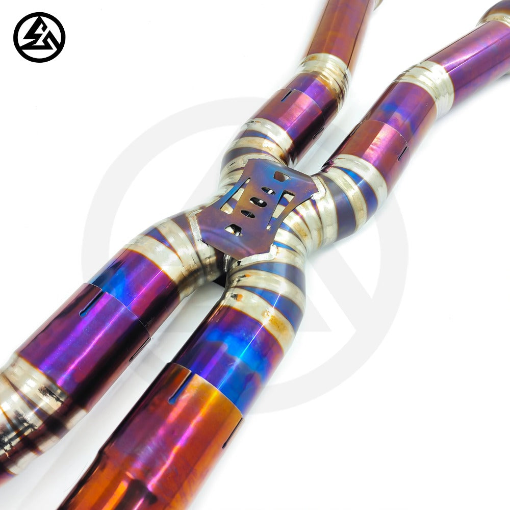 GF High Quality Titanium Valved Catback Exhaust for BMW X5M X6M F85 F86 4.4T 76MM Muffler Exhaust System Axleback