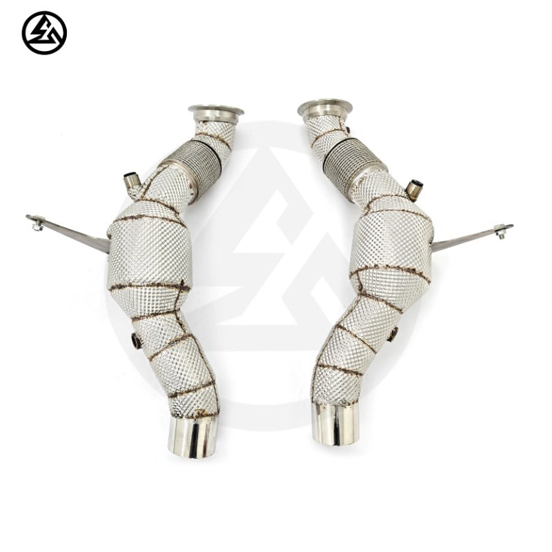 GF High Quality High Flow Sport Cat Downpipe for Ferrari F8 Spider/Tributo 3.9T V8 Catted Downpipe With Heat Shield