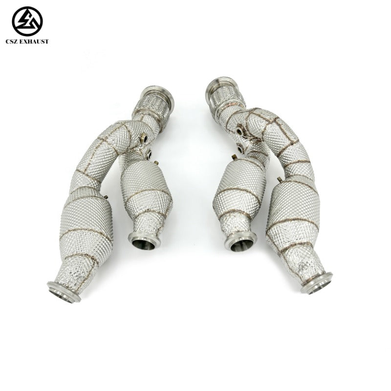 GF High Quality Downpipe for Lamborghini LP700 LP740 LP750 Catted Downpipe With Heat Shield Premium Exhaust System