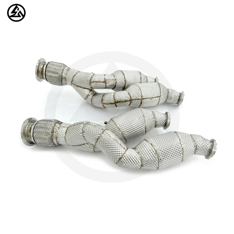 GF High Quality Downpipe for Lamborghini LP700 LP740 LP750 Catted Downpipe With Heat Shield Premium Exhaust System