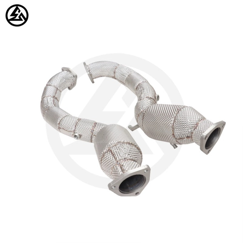 GF High Performance Stainless Steel Racing Car Downpipe for Porsche 718 Cayman GT4 RS 4.0L Catted Downpipe With Heat Shield