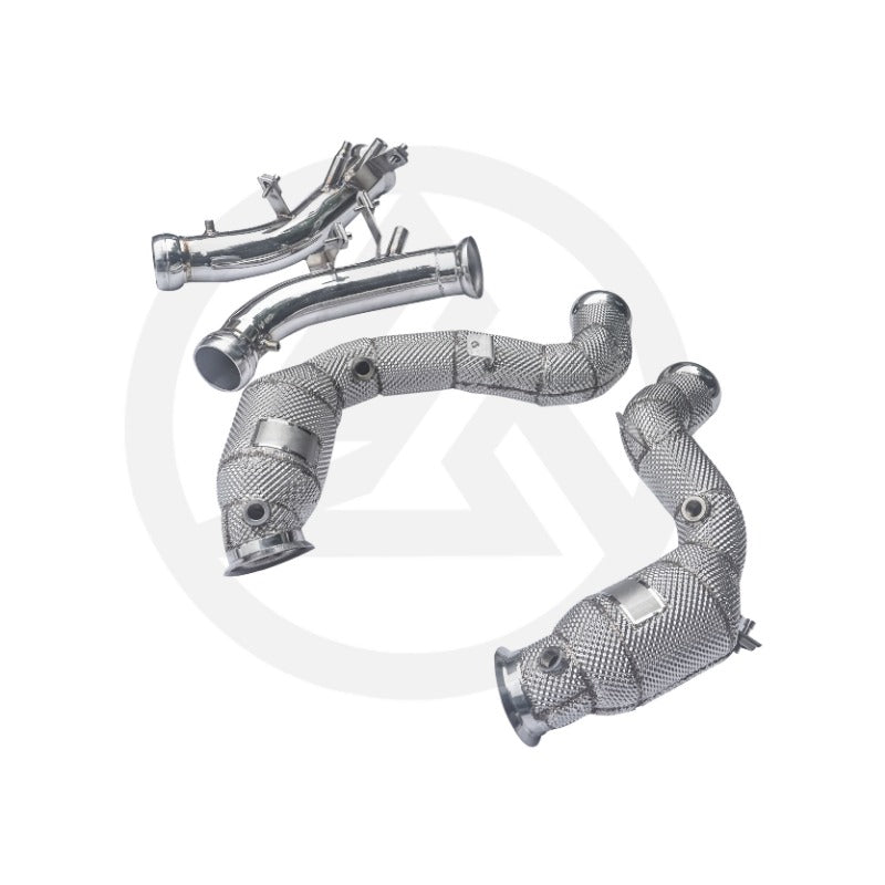 GF Stainless Steel Catted Downpipe for Mercedes-Benz AMG GT63/GT63S /E63S W213 4.0T High Flow Downpipe Exhaust With Heat Shield