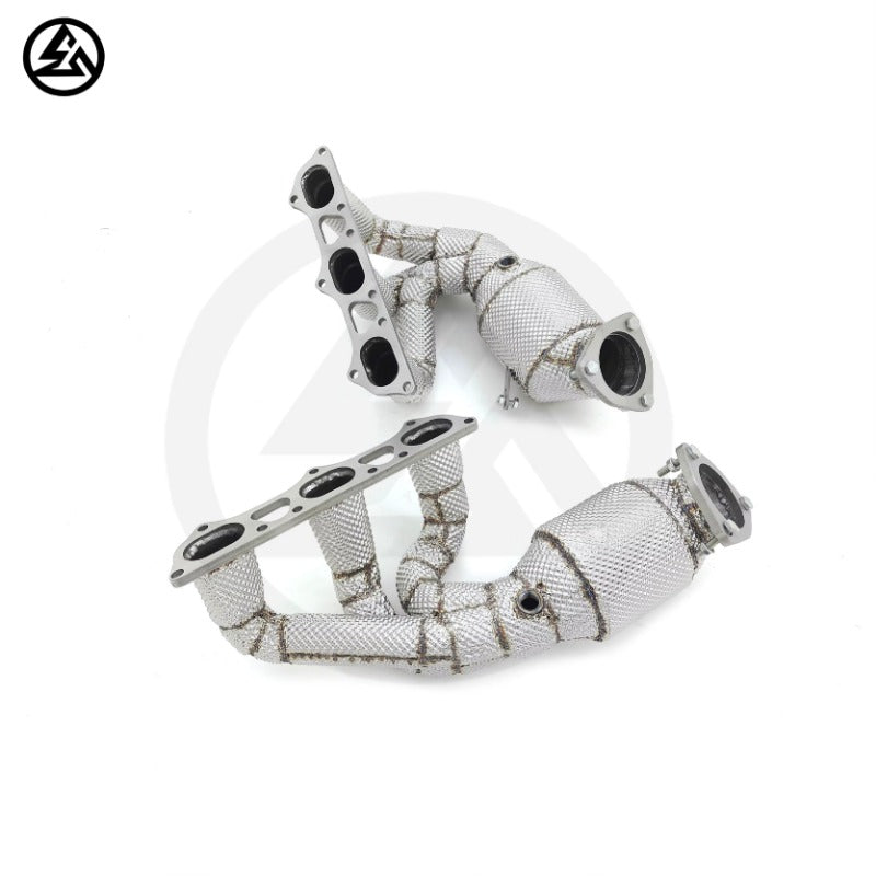GF High Flow Sport Cat Header Manifold for Porsche 718 Cayman GT4 RS 4.0L 200 Cells Catted Header With Heat Shield