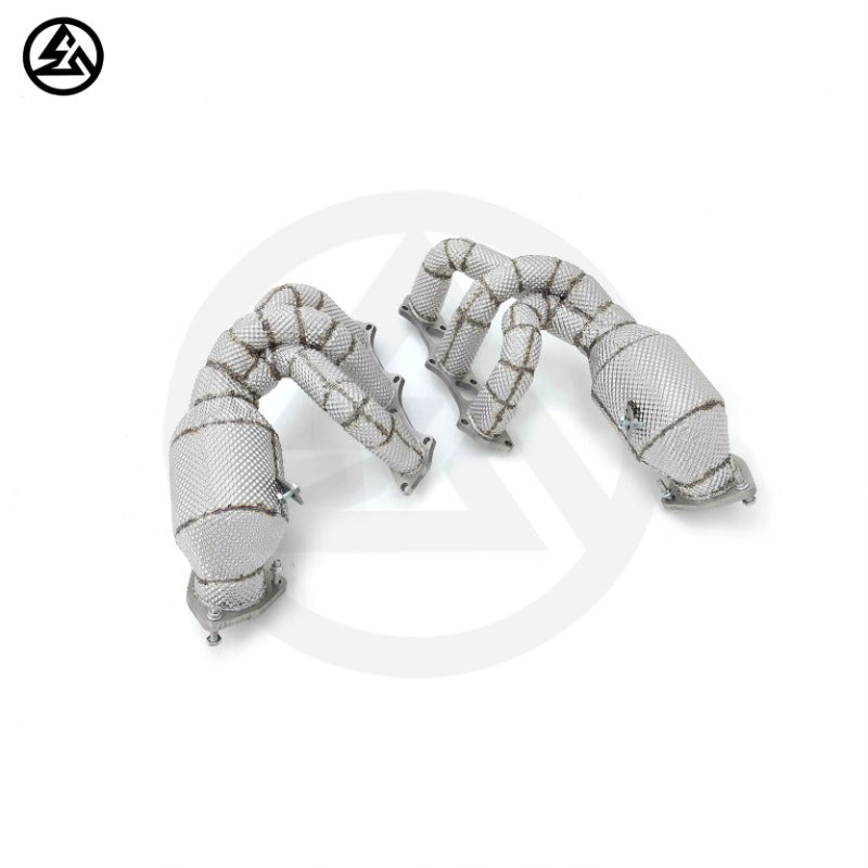 GF High Flow Sport Cat Header Manifold for Porsche 718 Cayman GT4 RS 4.0L 200 Cells Catted Header With Heat Shield