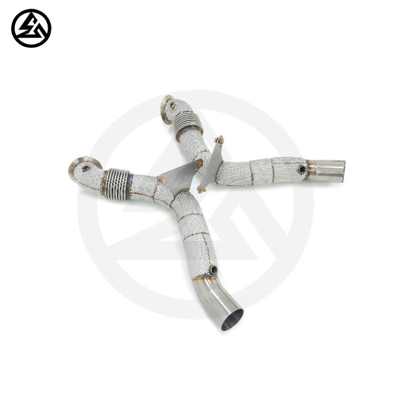 GF High Quality Free Flow Downpipe for Ferrari 488 Spider GBT Pista 3.9T Straight Downpipe With Heat Shield