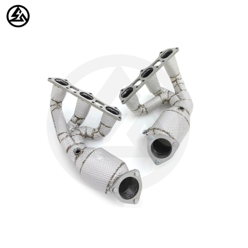 GF High Flow Sport Cat Header Manifold for Porsche 718 Cayman GT4 RS 4.0L 200 Cells Catted Header With Heat Shield